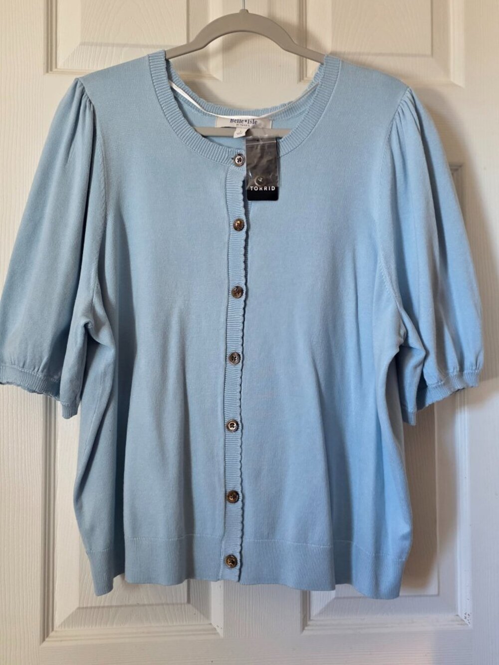 Belle Isle by Torrid Light Blue Knit Cardigan — 1X